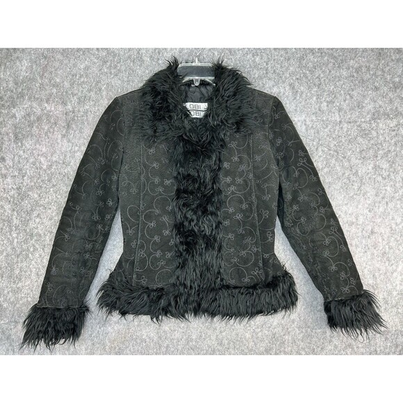 VTG Lobi Lobi Black Genuine Leather Penny Lane Embroidered Quilted Jacket Size M - Picture 1 of 13